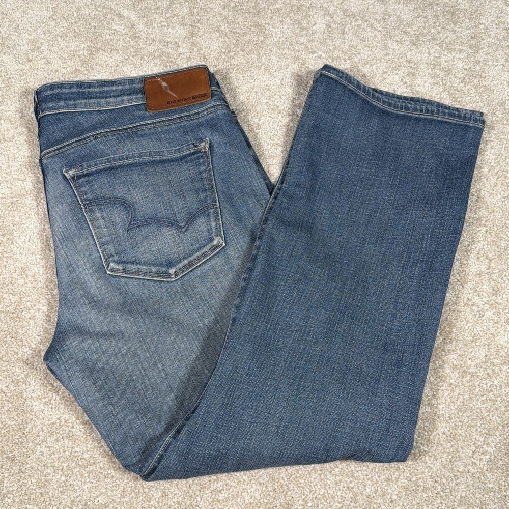 Big Star 1974 Rikki Low Rise Crop‎ Blue Jeans Womens 31 (FITS 33 X 26) Stretch